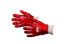 Ox Red PVC Knit Wrist Gloves - Size L