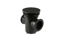 Back Inlet Roddable Gully 90° Outlet Round Grid Black