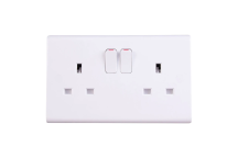 13A Double Slimline Switched Socket  - White