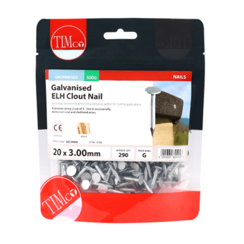 Timco Extra Large Head Clout Nails Galvanised - 20 x 3mm (0.5kg)